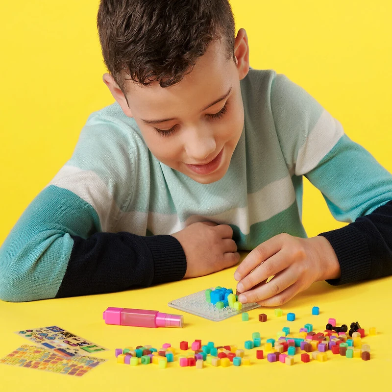 Pixobitz, Clear Pack with 156 Exclusive No Heat Water Fuse Beads, Decos and Accessories for 3D Creations, Christmas Gifts, Arts and Crafts