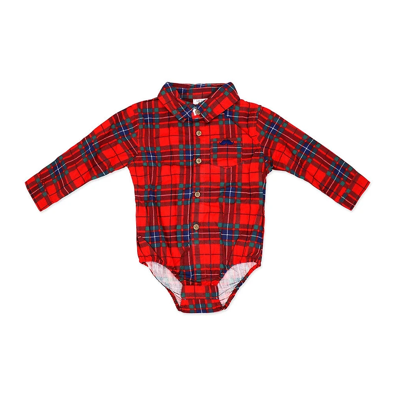 Little Gent Suspender Set Red Plaid 12M