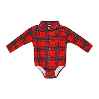 Little Gent Suspender Set Red Plaid 12M