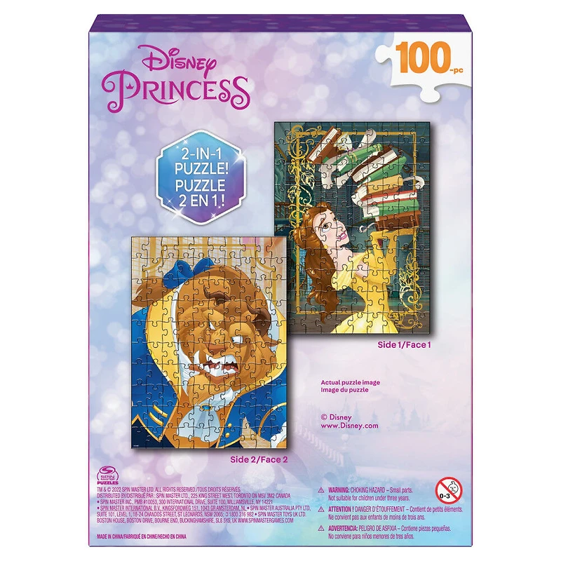 Disney Princess, Beauty and The Beast, Puzzle réversible de 100 pièces, jouets princesses Disney