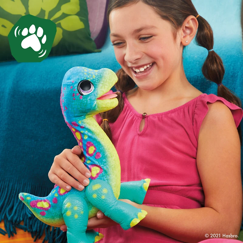 furReal, Sam le bronto glouton, animatronique interactif en peluche, plus de 40 sons et réactions