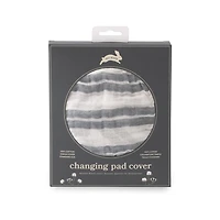 Housse de Matelas à Langer en Mousseline de Coton Red Rover - Grey Double Stripe - Notre exclusivité