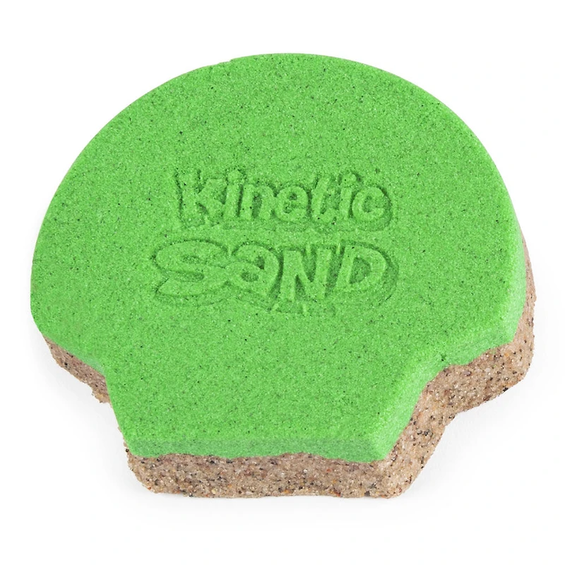 Kinetic Sand, Seashell Container with 4.5oz Neon Green and Kinetic Beach Sand