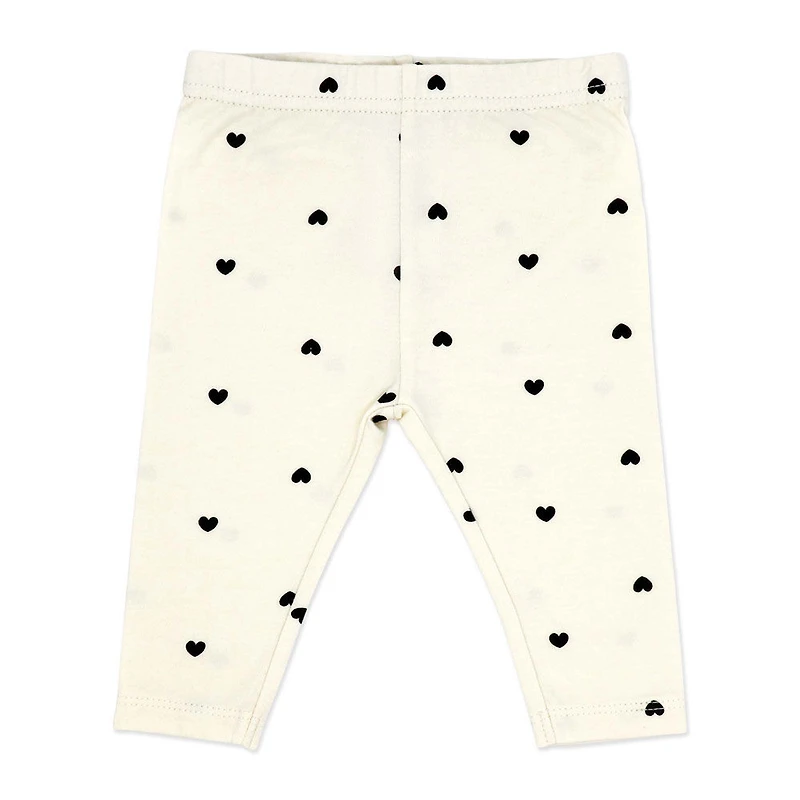 Baby Mode Ensemble 3 pièces legging et bandeau : cœur crème 3M