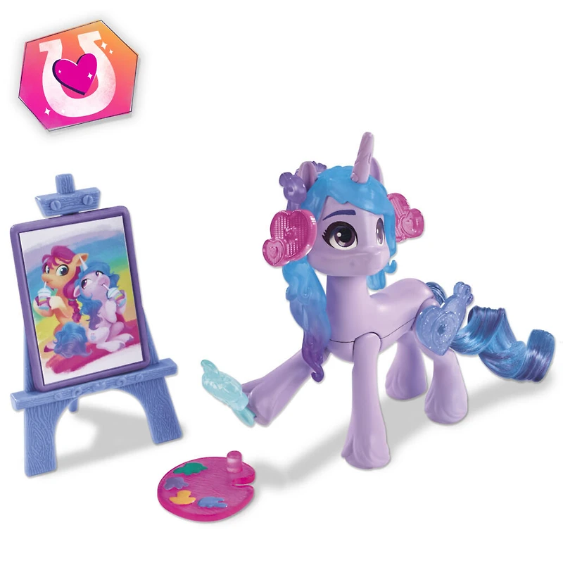 My Little Pony : Marquons les esprits, Izzy Moonbow Magie des marques de beauté, poney de 7,5 cm avec accessoires surprises