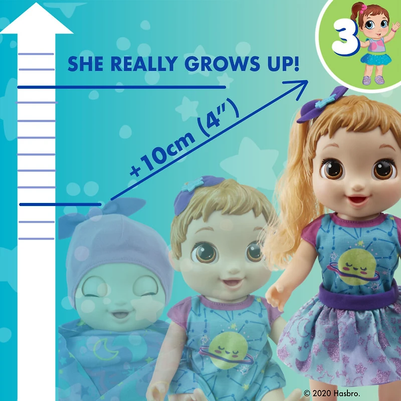 Baby Alive Baby Grows Up (Dreamy) - Shining Skylar or Star Dreamer, Growing and Talking Baby Doll