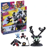 Marvel Stunt Squad Villain Knockdown, Spider-Man et Miles Morales contre Venom, jeu avec figurines de 3,5 cm