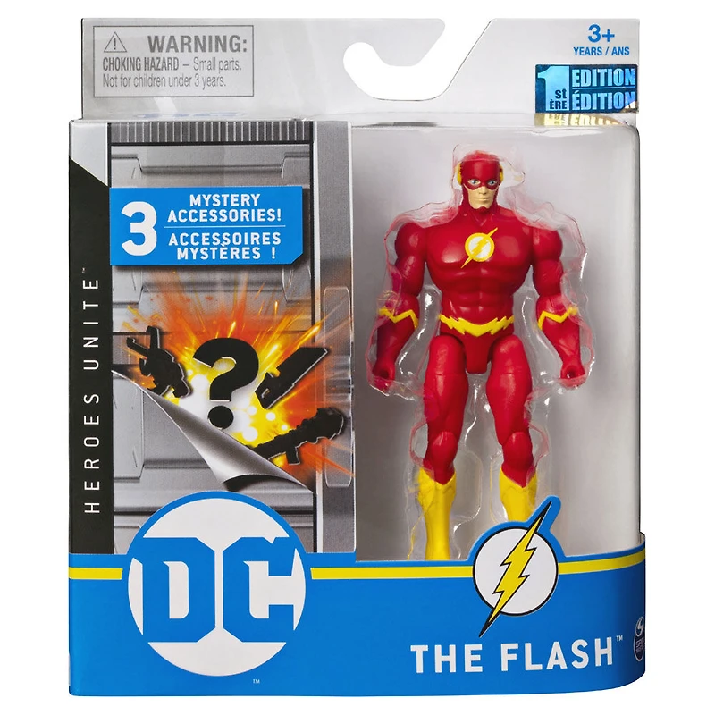 DC Comics, 4-Inch THE FLASH Action Figure with 3 Mystery Accessories