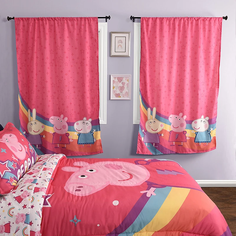 Peppa Pig Kid's Bedroom Window Curtains (Set of 2 Panels)