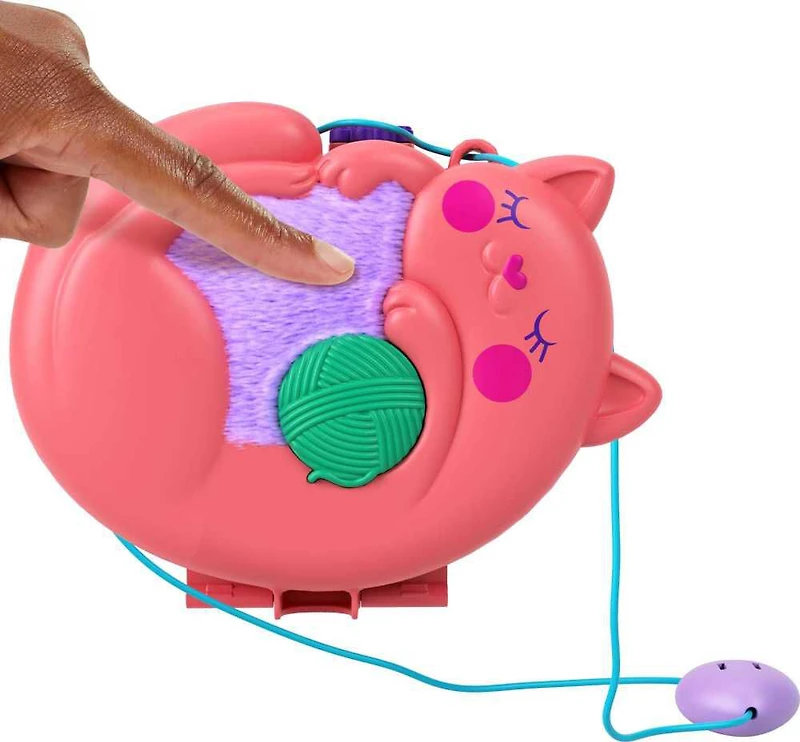 Polly Pocket - Avec Shani - Sac à main Chat à câliner, 2 micro-poupées