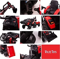 Voltz Toys Tracteur agricole avec pelle, pelleteuse et remorque