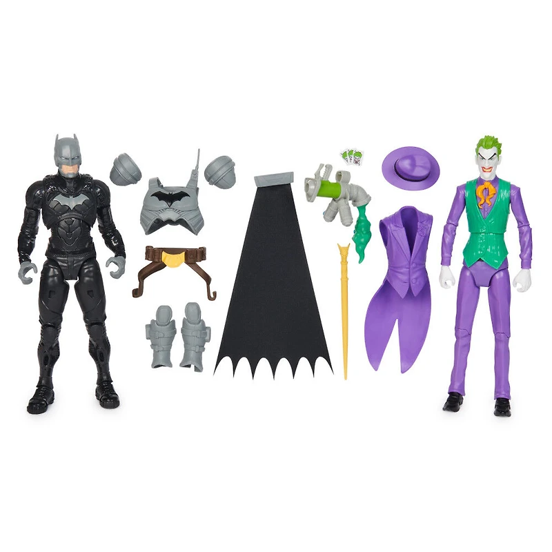 DC Comics, Batman Adventures, Batman vs The Joker, Coffret de 2 figurines articulées, 12 accessoires d'armure, jouet de super-héros de 30 cm