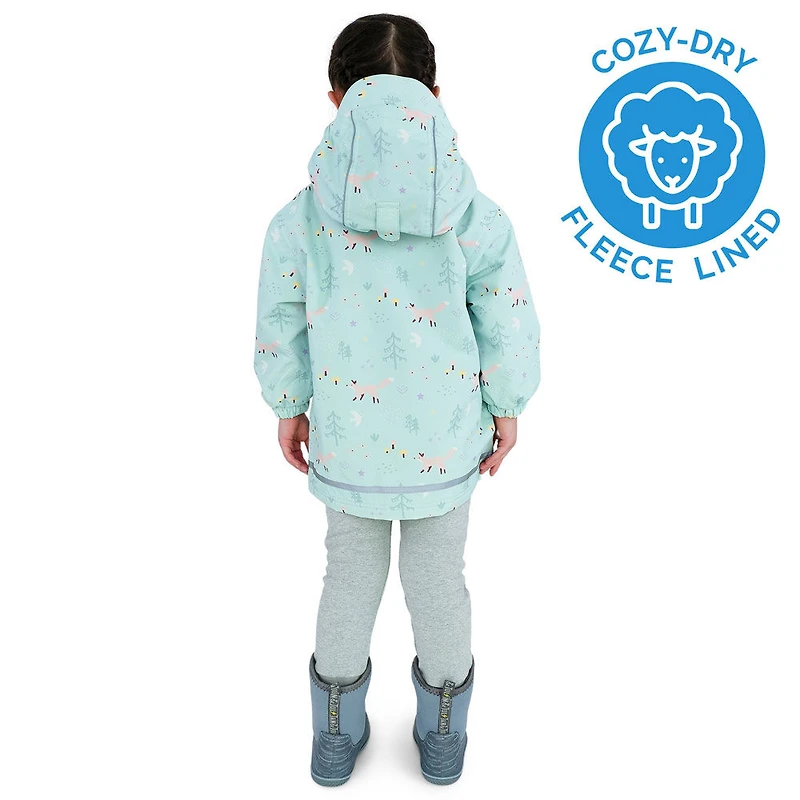 Kids Fleece Lined Rain Jackets | Minty Forest - 1T (1-2Y)