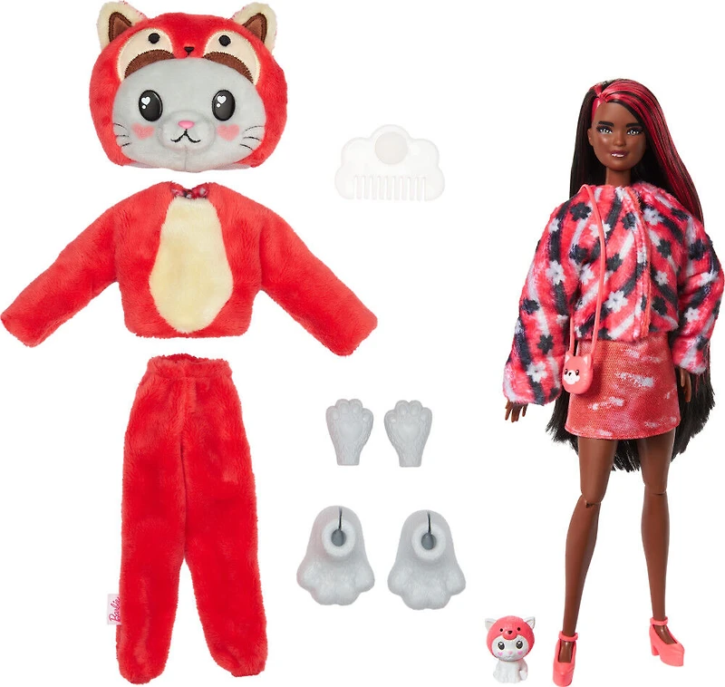 Barbie Cutie Reveal Costume-Themed Series Doll & Accessories with 10 Surprises, Kitten as Red Panda
