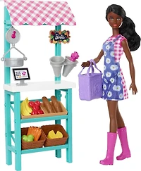 Barbie - Coffret de jeu Le marché fermier, poupée (brunette)