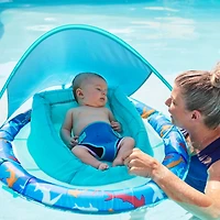 Swimways, Bouée gonflable et pare-soleil Infant Spring Float, pour bébés de 3 à 9 mois, requins