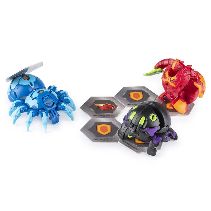  Bakugan, Starter Pack 3 personnages, Aquos Webam, Créatures transformables à collectionner