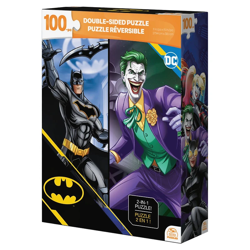 Batman, Puzzle 2 en 1 double face de 100 pièces, Joker, DC Comics, films d'action, puzzles pour enfants, jouets Batman