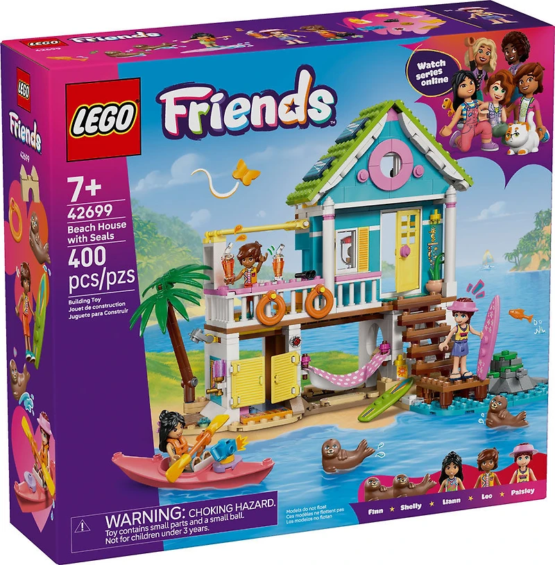 LEGO Friends La Maison sur la Plage et les Phoques - Ensemble de Construction avec 3 Minipoupées et 2 Phoques - 42699
