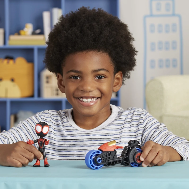 Marvel Spidey et ses Amis Extraordinaires, figurine Miles Morales avec moto