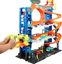 Hot Wheels  Ville  Méga Garage, 2véhicules, rangement pour 50+ véh.