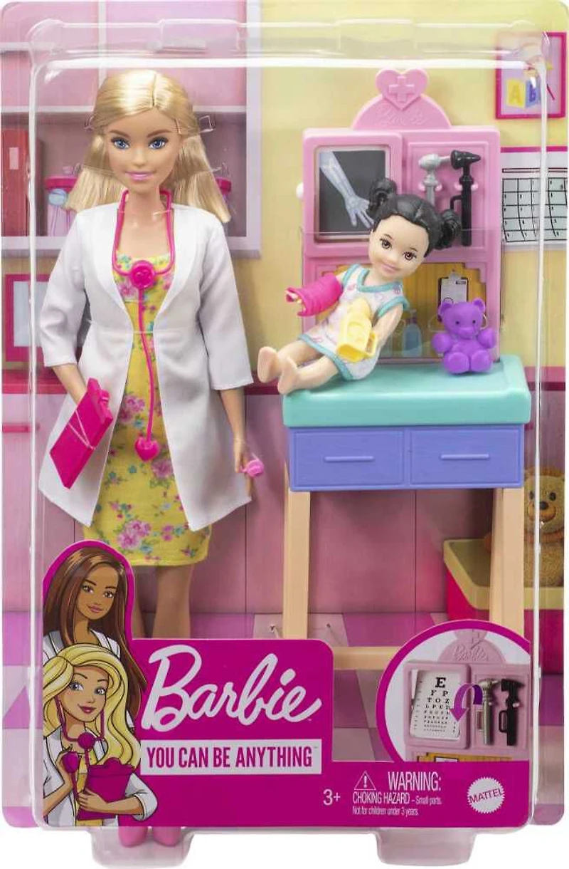 Coffret de jeu ​Barbie Pédiatre, poupée blonde