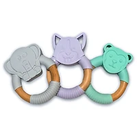 Anneau de dentition en silicone et bois de hêtre babyworks  - Chiot "Bud"