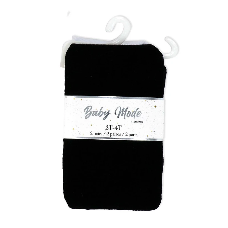 Baby Mode Signature 2 Pack Tights: Black & White