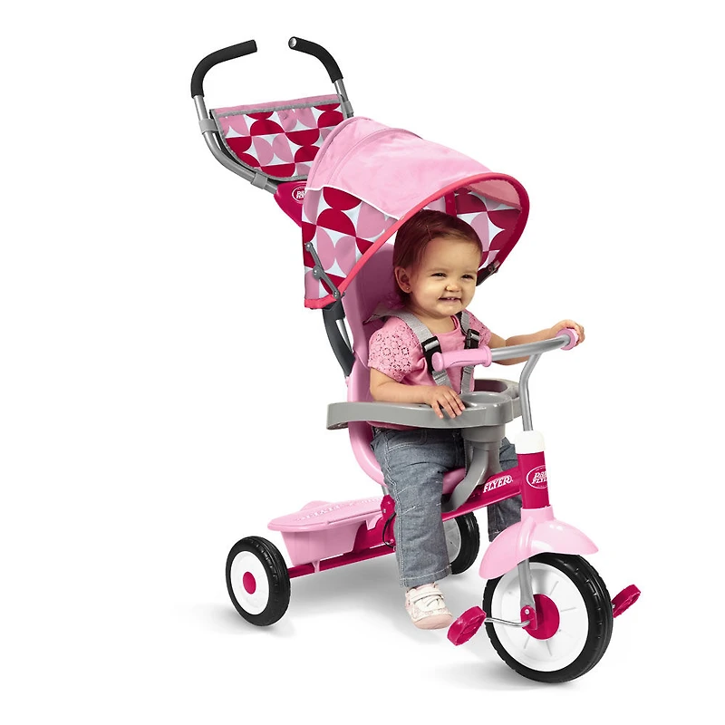 Radio Flyer - Tricycle de luxe 4-en-1 “Promenade 'N Trike” - Rose - Notre exclusivité