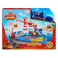 Mighty Express, Coffret Gare du port avec train exclusif Milo le mécano et sa grue magnétique