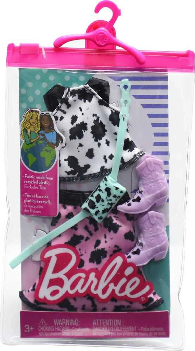 Barbie - Coffret Tenue - Haut à imprimé vache, jupe et accessoires