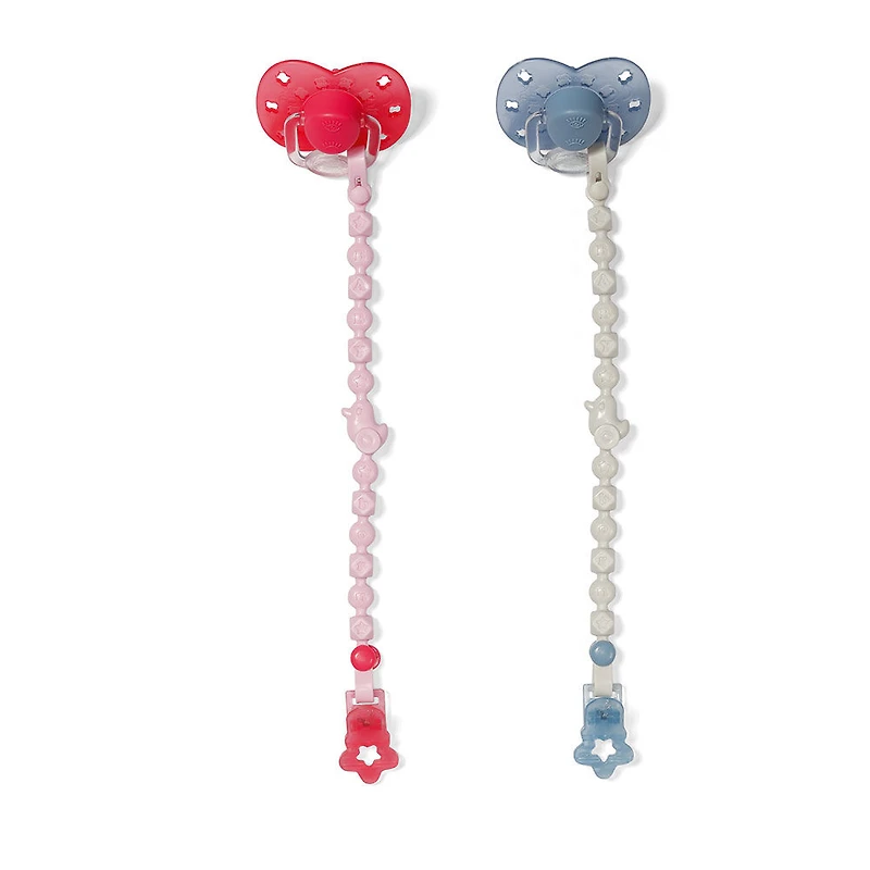 Sucette magique BABY born avec pince, 2 sucettes assorties