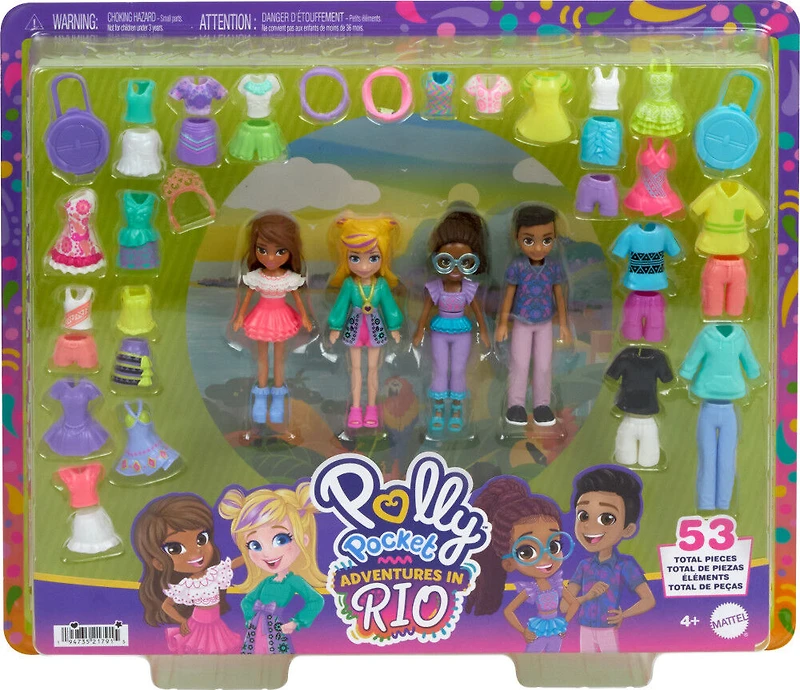 Polly Pocket  Coffret Mode  Aventures à Rio, 4poupées, 49éléments