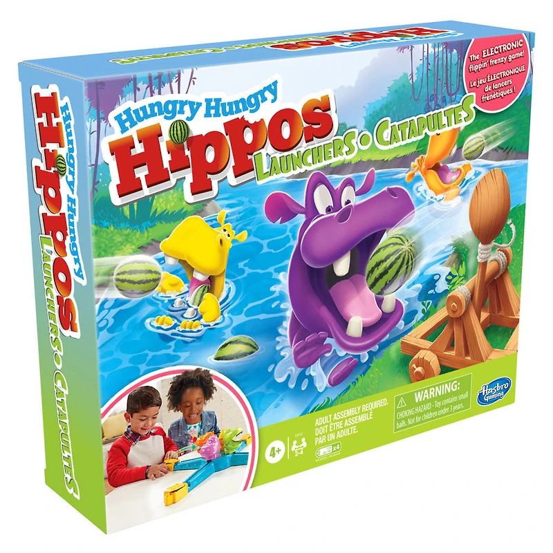 Hungry Hungry Hippos Catapultes, jeux pour enfants, jeu électronique préscolaire pour 2 à 4 joueurs