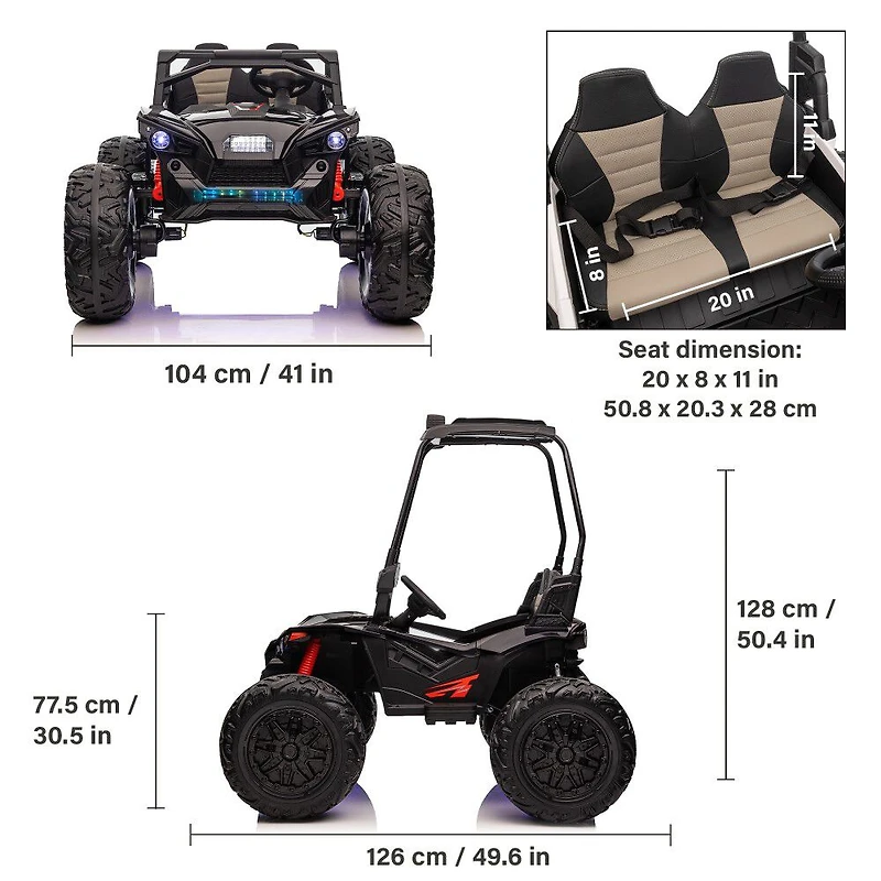 Voltz Toys UTV avec canopy amovible et télécommande