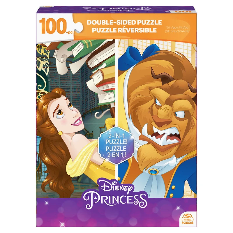 Disney Princess, Beauty and The Beast, Puzzle réversible de 100 pièces, jouets princesses Disney