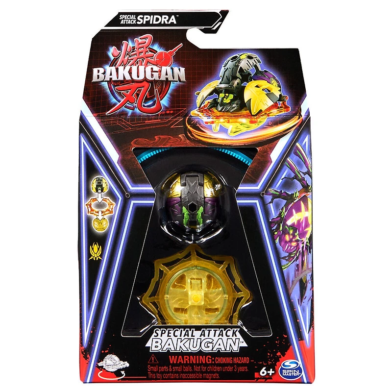 Bakugan, Special Attack Spidra, figurine articulée personnalisable rotative et cartes à collectionner
