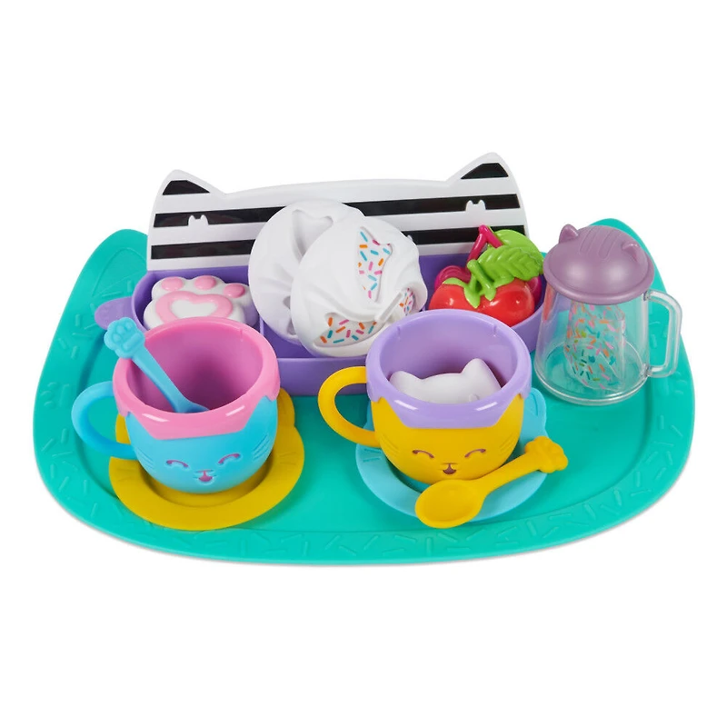 Gabby's Dollhouse, Sprinkle Party Sweet Treat Set, Pretend Play Kitchen Hot Cocoa Party Set with Fruit and Sprinkles