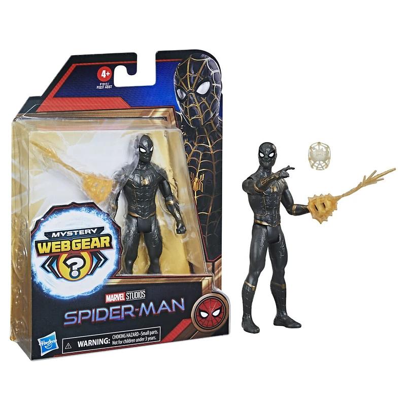 Marvel Spider-Man Mystery Web Gear, figurine Spider-Man noir