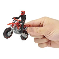 Supercross, Authentic Luke Clout 1:24 Scale Die-Cast Motorcycle with Rider Figure, for Kids and Collectors
