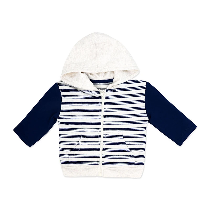 Baby Mode Ensemble de jogging 3 pièces en molleton : rayures bleu marine