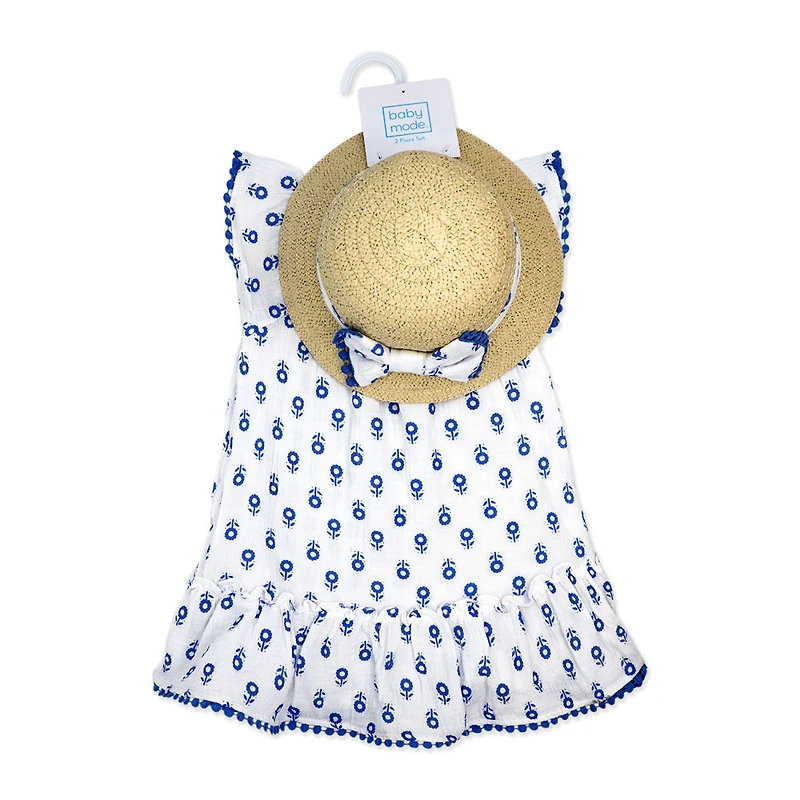 Baby Mode 2 Piece Dress Set: Blue Floral