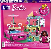 Mega Barbie Kiosque de crème glacée et décapotable rose à construire