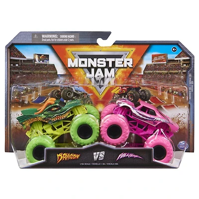 Monster Jam, Monster trucks officiels en métal moulé Dragon Vs. Full Charge Die-Cast, échelle 1:64