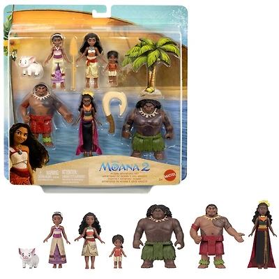 Disney Moana 2 Toys, Moana’s Adventure Set with 6 Small Dolls & 2 Accessories