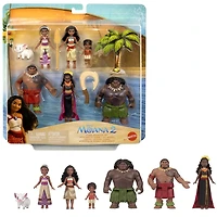 Disney Moana 2 Toys, Moana’s Adventure Set with 6 Small Dolls & 2 Accessories