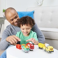 Mighty Express, Petit train Push and Go Fizz la fermière avec wagon de cargaison, jouets pour enfants à partir de 3 ans