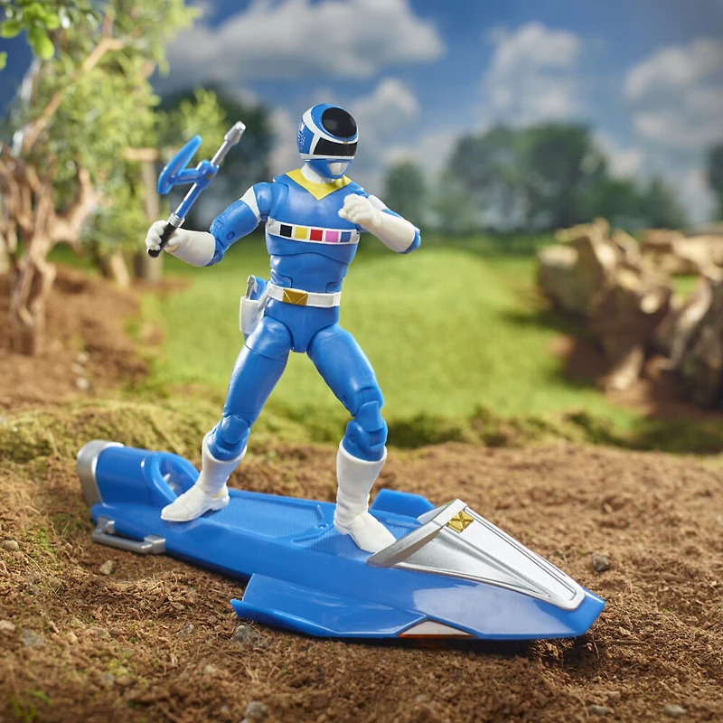 Power Rangers Lightning Collection, Ranger bleu de l'espace bleu et planeur Galaxy, figurine articulée premium de collection de 15 cm