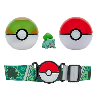 Pokémon Clip 'N Go, ensemble de ceinture Poké Ball - Poké Ball, Faiblo Ball (Nest Ball) et Bulbizarre (Bulbasaur) no 1