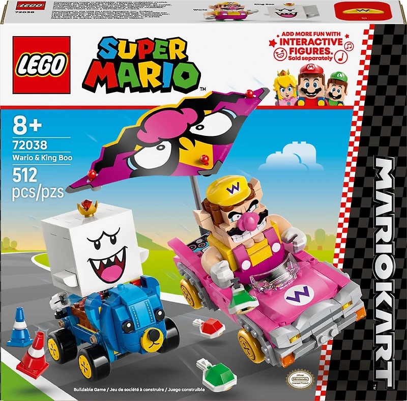 LEGO Super Mario : Mario Kart - Wario et Roi Boo, Figurines et 2 Véhicules de Dérive 72038